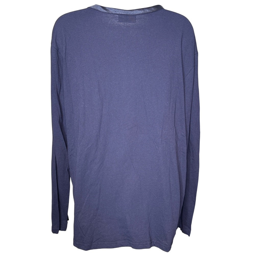 Temperley London Womens Navy Blue Long Sleeve Top Satin Trim Sz M Casual Chic - Picture 2 of 8